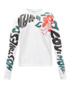 Matchesfashion.com Marni - Slogan-print Cotton-jersey Long-sleeved T-shirt - Mens - White Multi