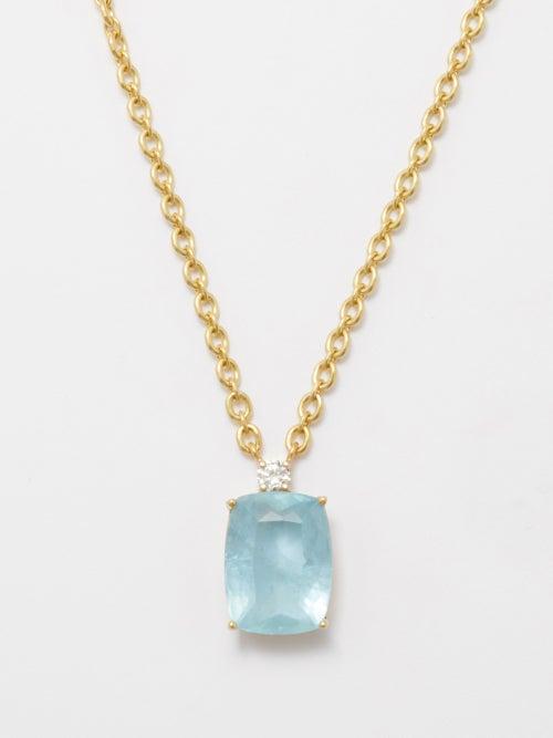 Irene Neuwirth - Gemmy Gem Diamond, Aquamarine & 18kt Gold Necklace - Womens - Blue