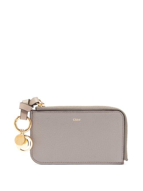 Matchesfashion.com Chlo - Alphabet Zip-around Full-grain Leather Purse - Womens - Light Grey