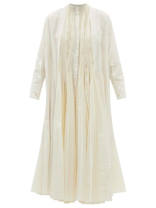 Ladies Rtw Jil Sander - Pleated Taffeta Midi Dress - Womens - Ivory