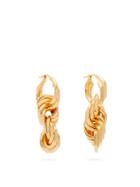 Matchesfashion.com Bottega Veneta - Interlocking-hoop Sterling-silver Earrings - Womens - Yellow Gold