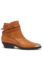 Matchesfashion.com Isabel Marant - Donee Metal Toe Cap Leather Ankle Boots - Womens - Tan