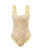 Matchesfashion.com Etro - Karabair Paisley-print Swimsuit - Womens - Yellow Multi