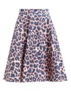Matchesfashion.com Calvin Klein 205w39nyc - Leopard Print Denim Midi Skirt - Womens - Red Multi