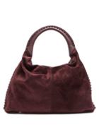 Matchesfashion.com Valentino Garavani - Rockstud-embellished Suede Shoulder Bag - Womens - Burgundy