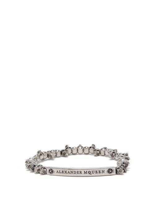 Matchesfashion.com Alexander Mcqueen - Skull Bead Bracelet - Mens - Silver