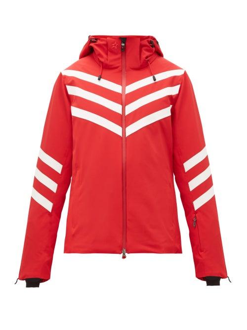 Matchesfashion.com Perfect Moment - Chevron Striped Technical Ski Jacket - Womens - Red