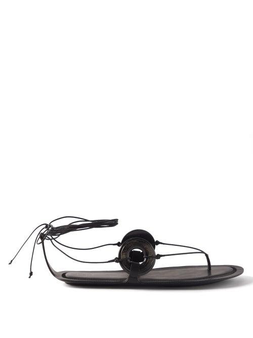 The Row - Ring Leather Sandals - Womens - Black