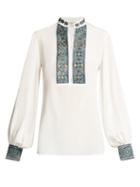 Matchesfashion.com Zeus + Dione - Mira Embroidered Silk Blouse - Womens - Cream Multi