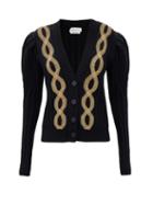 Matchesfashion.com Alexander Mcqueen - Chain-embroidered Ribbed-knit Wool-blend Cardigan - Womens - Black