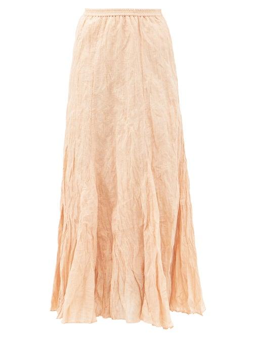 Matchesfashion.com Mes Demoiselles - Chira Crinkled Cotton-blend Midi Skirt - Womens - Pink