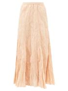 Matchesfashion.com Mes Demoiselles - Chira Crinkled Cotton-blend Midi Skirt - Womens - Pink