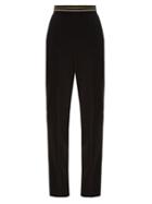 Matchesfashion.com Peter Pilotto - Striped Waist Straight Leg Stretch Cady Trousers - Womens - Black