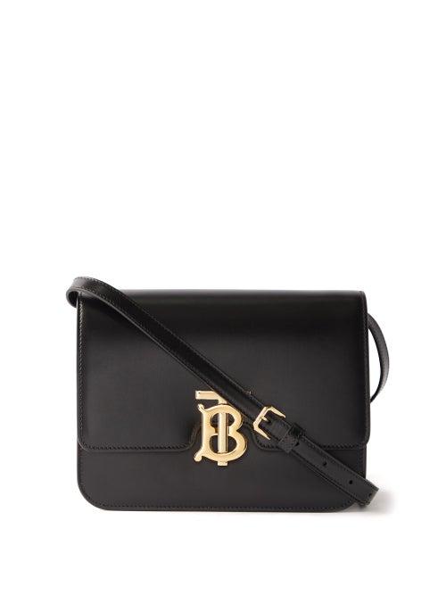 Burberry - Tb-plaque Leather Cross-body Bag - Womens - Black