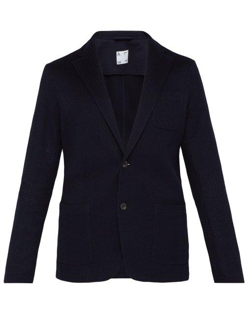 Matchesfashion.com Altea - Single Breasted Knitted Cotton Blazer - Mens - Navy