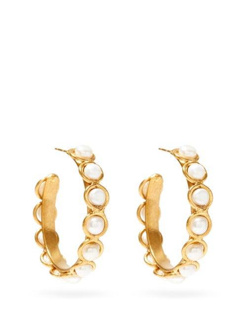 Matchesfashion.com Sylvia Toledano - Pearl Hoop Earrings - Womens - Gold