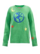 The Elder Statesman - Earth-appliqu Ribbed Cashmere Sweater - Womens - Green