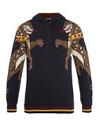 Dolce & Gabbana Animal-intarsia Hooded Wool Sweater