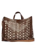 Matchesfashion.com Fendi - Cut-out Logo Leather Shopper Bag - Mens - Brown