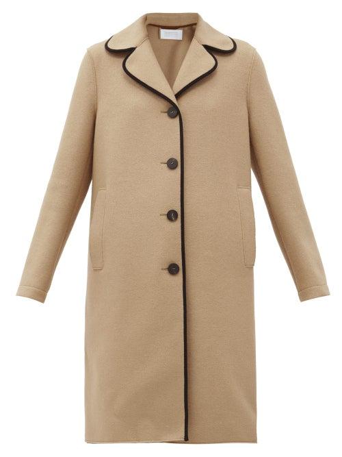 Matchesfashion.com Harris Wharf London - Clover-lapel Piped Pressed-wool Coat - Womens - Beige