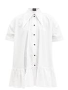 Matchesfashion.com Elzinga - Exaggerated-collar Poplin Mini Dress - Womens - White