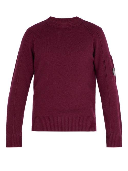 Matchesfashion.com C.p. Company - Lens Detail Wool Blend Sweater - Mens - Purple
