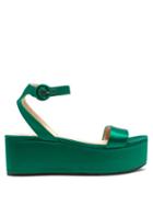 Matchesfashion.com Prada - Platform Satin Sandals - Womens - Green