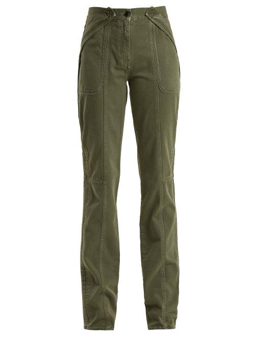 Matchesfashion.com Valentino - Washed Effect Denim Straight Leg Trousers - Womens - Dark Green