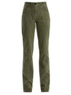 Matchesfashion.com Valentino - Washed Effect Denim Straight Leg Trousers - Womens - Dark Green