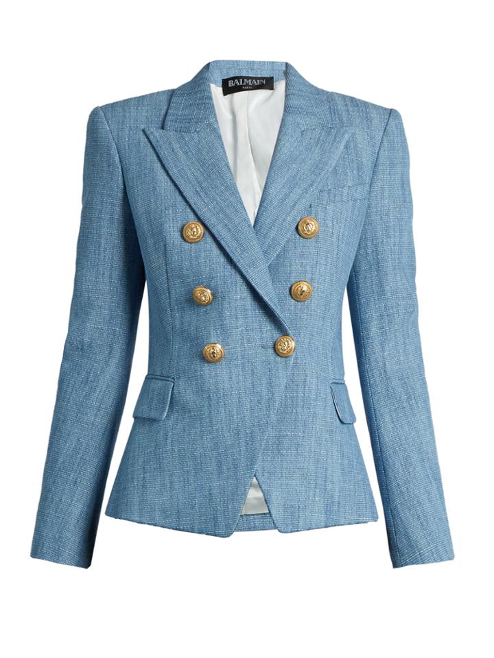 Balmain Double-breasted Cotton-blend Tweed Blazer