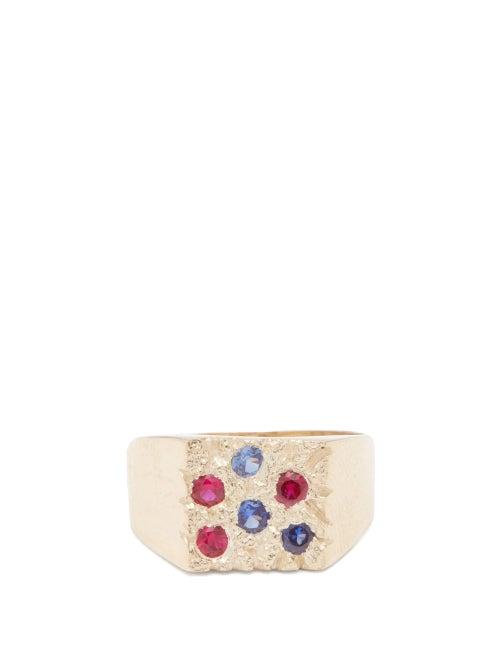 Matchesfashion.com Bleue Burnham - Rose Garden Sapphire & Gold Ring - Mens - Gold