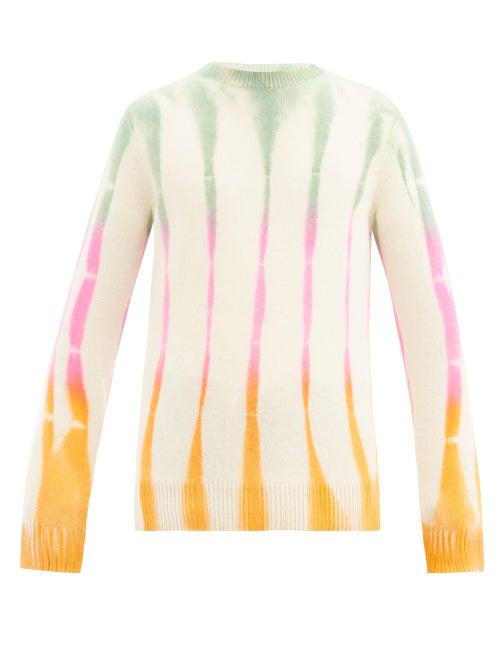 Matchesfashion.com The Elder Statesman - Striped Tie-dye Cashmere Sweater - Mens - White Multi