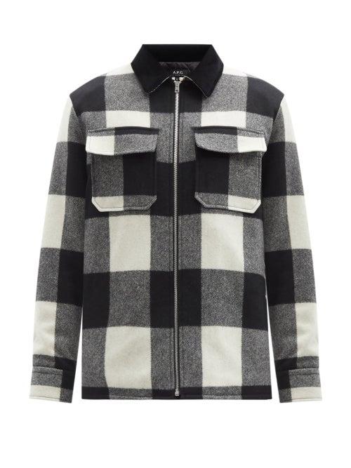 A.p.c. - Ian Check Twill Jacket - Mens - Black White
