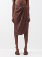 Jacquemus - Bodri Zip-panel Floral-jacquard Midi Skirt - Womens - Brown Print