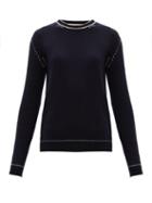 Matchesfashion.com Marni - Contrast Stitch Cashmere Sweater - Womens - Blue White
