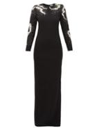 Matchesfashion.com Givenchy - Snake Crystal And Sequinned Wool Gown - Womens - Black Silver