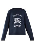 Matchesfashion.com Burberry - Unisex Logo Print Cotton Blend Sweatshirt - Womens - Navy