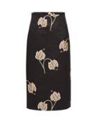 Matchesfashion.com Rochas - Oncidium Embroidered Orchid Pencil Skirt - Womens - Black