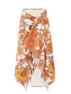 Matchesfashion.com Dodo Bar Or - Alice Floral-print Cotton-blend Terry Skirt - Womens - Brown Print