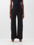 A.w.a.k.e. Mode - Cutout Flared Crepe Trousers - Womens - Black