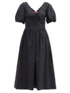 Matchesfashion.com Staud - Greta Ruched Cotton-blend Dress - Womens - Black