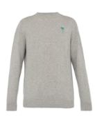 Matchesfashion.com The Elder Statesman - Palm Tree Embroidered Cashmere Sweater - Mens - Grey