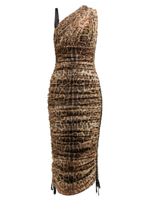 Matchesfashion.com Dolce & Gabbana - Leopard Print Cotton Blend Tulle Midi Dress - Womens - Leopard