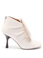 Loewe - Pleated-buckle Leather Ankle Boots - Womens - White