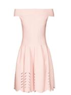 Matchesfashion.com Alexander Mcqueen - Off The Shoulder Knitted Dress - Womens - Light Pink