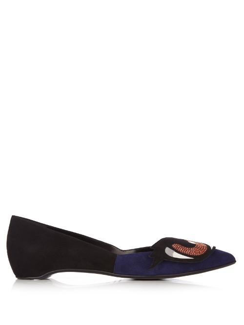 Pierre Hardy Oh Roy Striped Suede Point-toe Pumps
