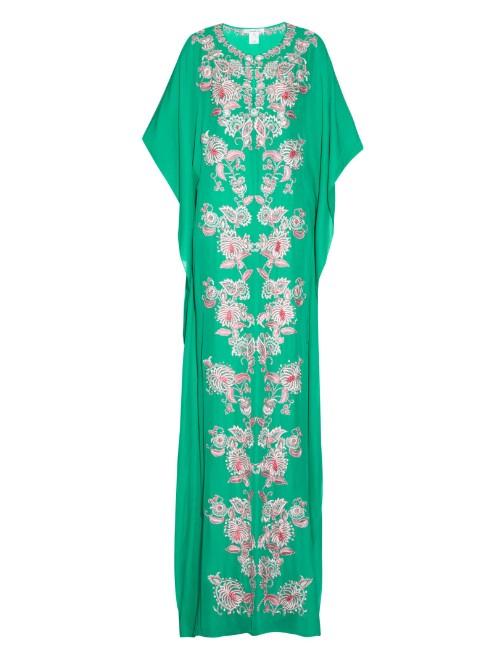 Oscar De La Renta Jane Embroidered Silk Kaftan