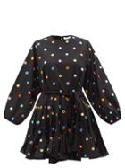 Rhode - Ella Shisha-embroidered Cotton-voile Mini Dress - Womens - Black Multi