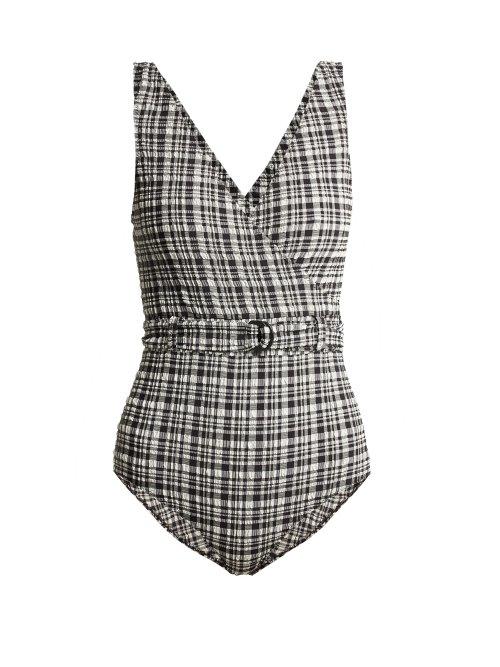 Matchesfashion.com Lisa Marie Fernandez - Yasmin Seersucker Swimsuit - Womens - Black White