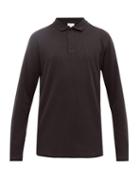 Matchesfashion.com Sunspel - Long Sleeved Waffle Knit Cotton Polo Shirt - Mens - Black